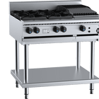 B+S Black Combination Four Open Burners & 300mm Char Broiler Natural Gas