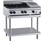 B+S Black Combination Four Open Burners & 300mm Grill Plate LPG