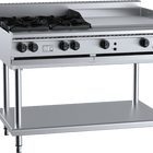 B+S Black Combination Four Open Burners & 600mm Grill Plate Natural Gas