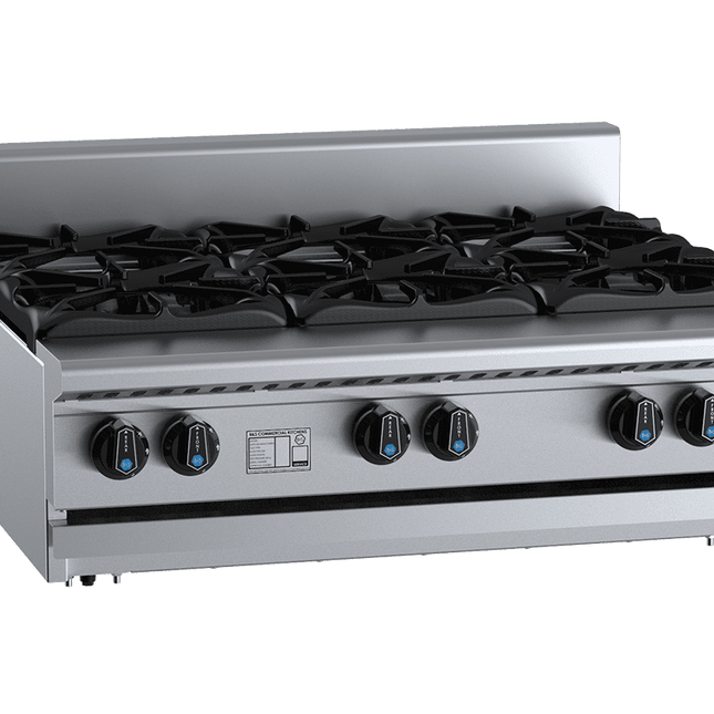 B+S Black Benchtop Six Burner Boiling Top Cooktop Open Burner Bench Mounted Natural Gas