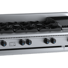 B+S Black Combination Six Open Burners & 300mm Char Broiler Bench Mounted Natural Gas
