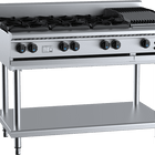 B+S Black Combination Six Open Burners & 300mm Char Broiler Natural Gas