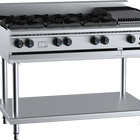 B+S Black Combination Six Open Burners & 300mm Char Broiler LPG