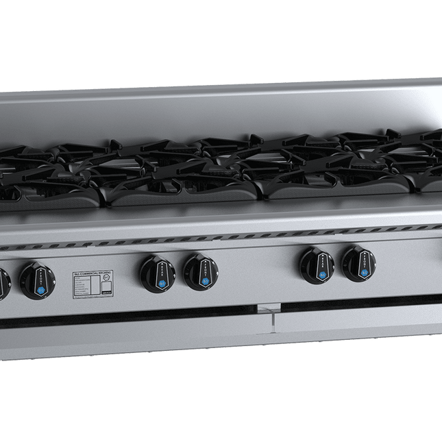 B+S Black Benchtop Eight Burner Boiling Top Cooktop Open Burner Bench Mounted Natural Gas