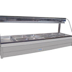 Roband Curved Glass Hot Food Display Bar, 12 pans double row with roller door