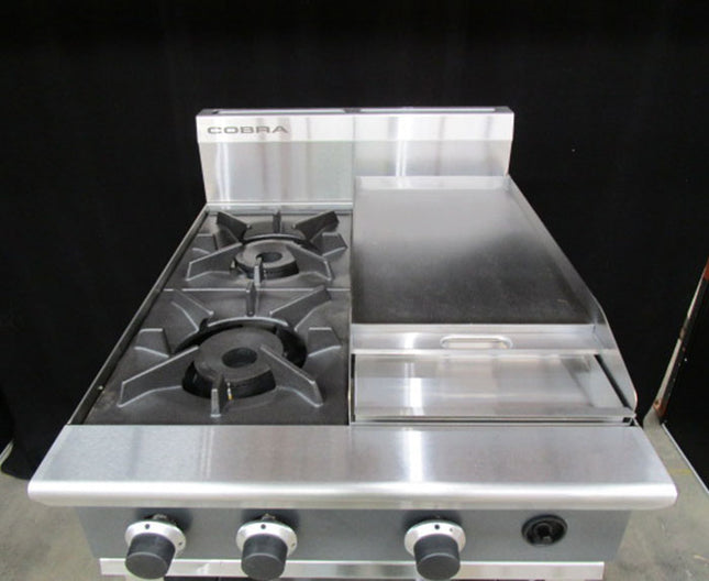 Cobra C6C - 600mm Two Burner / Griddle Gas Cooktop C6CF-N - Warehouse Clearance