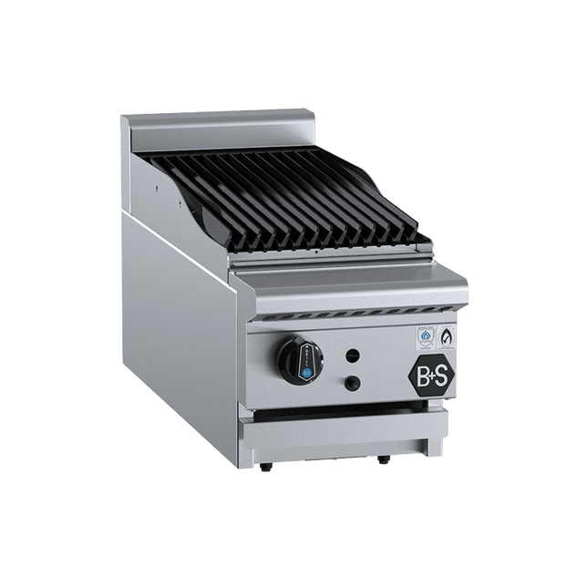 B+S Black Char Broiler 300mm Bench Mounted Natural Gas