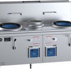 B+S Black Double Hole Hi Pac Wok with Centre Pot and Prep Table LPG