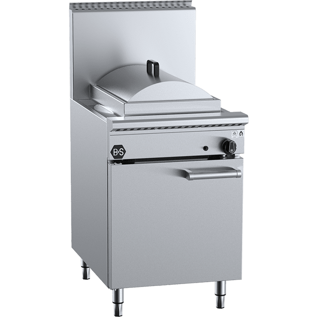 B+S Black Single Hole Waterless Heat Exchange Steamer with Cheung Fun insert Natural Gas