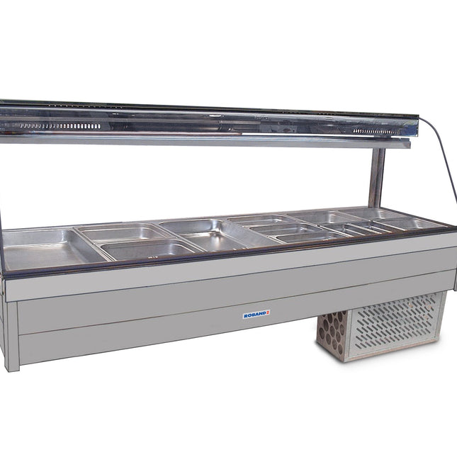 Roband Curved Glass Refrigerated Display Bar, 12 pans