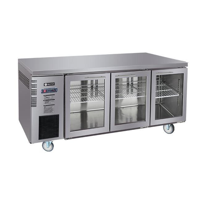 Besttop Under Bench Glass Door Fridge 1800mm 380L CUR18-3SG-600