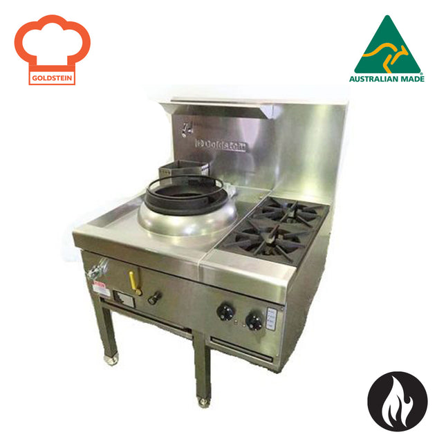 Goldstein Gas 1 Wok 356 mm Diameter, 2 Open Burners, CWA1B2D/R Dual Ring Burner CWA1B2