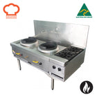 Goldstein Gas 2 Woks 356 mm Diameter, 2 Open Burners, CWA2B2D/R Dual Ring Burner CWA2B2
