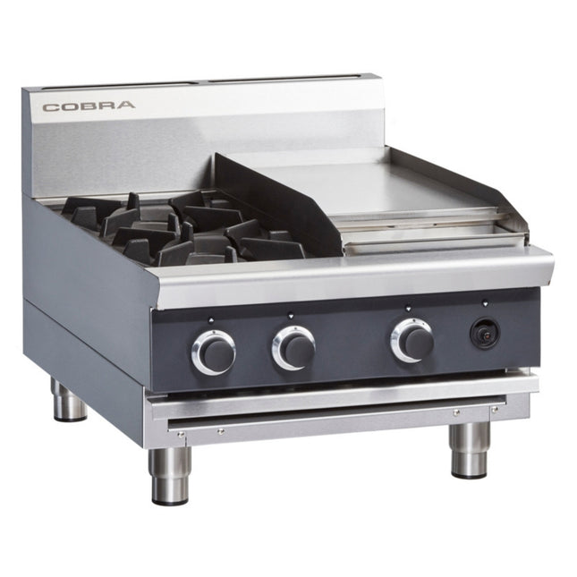 Cobra C6C-B 600mm Two Burner / Griddle Gas Cooktop - Bench Model