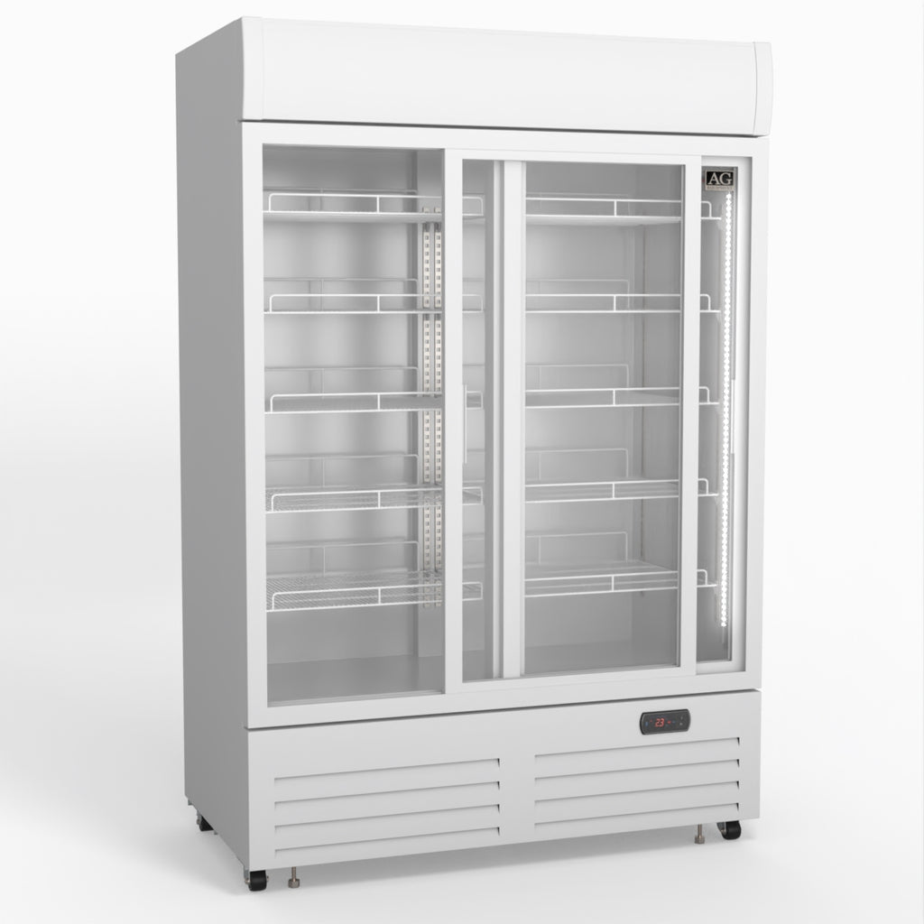 AG 1101L Double Sliding Door Upright Display Fridge - Glass Door DF1100WL-SD