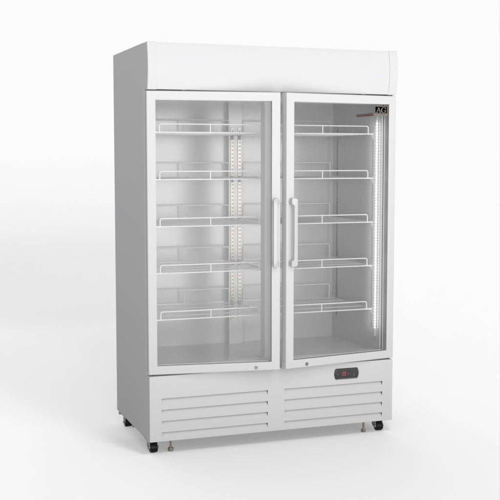 AG 1101L Double Door Upright Display Fridge - Glass Door DF1100WL