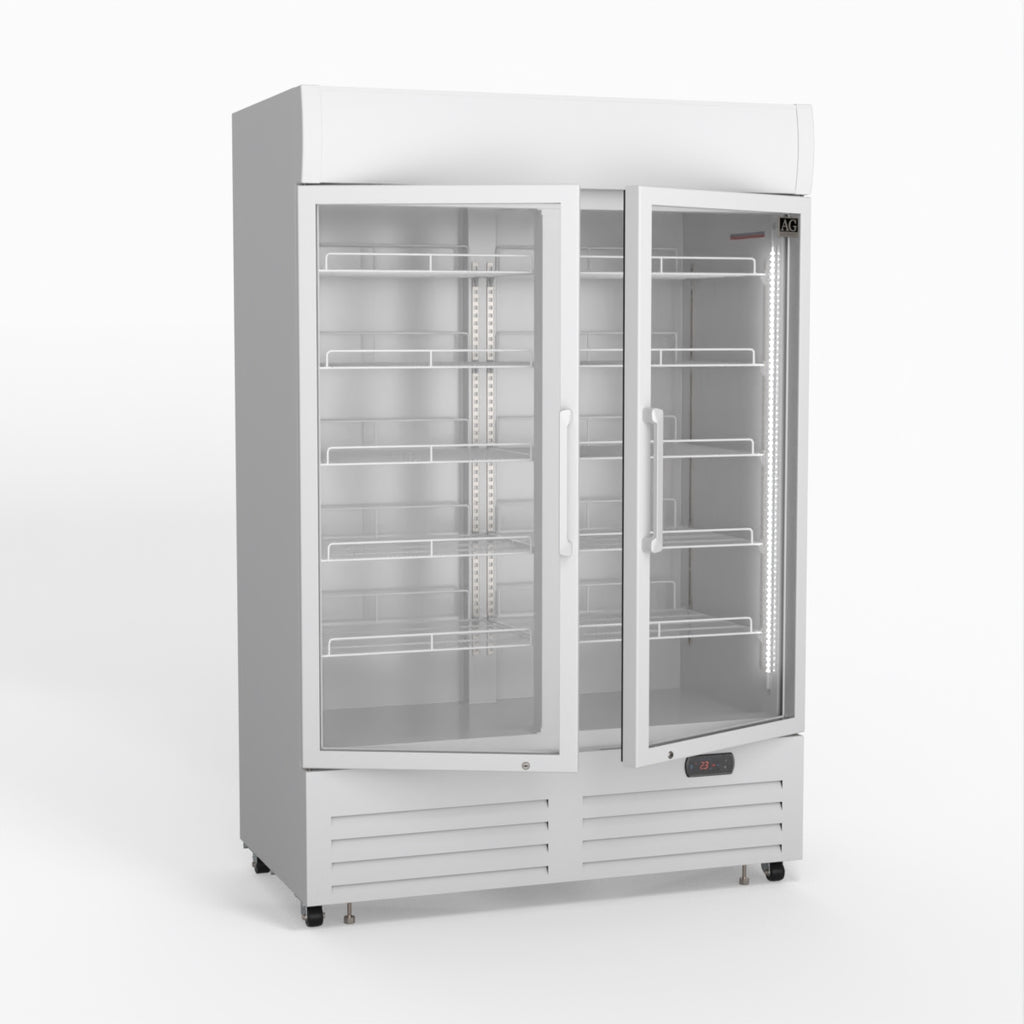AG 1101L Double Door Upright Display Fridge - Glass Door DF1100WL