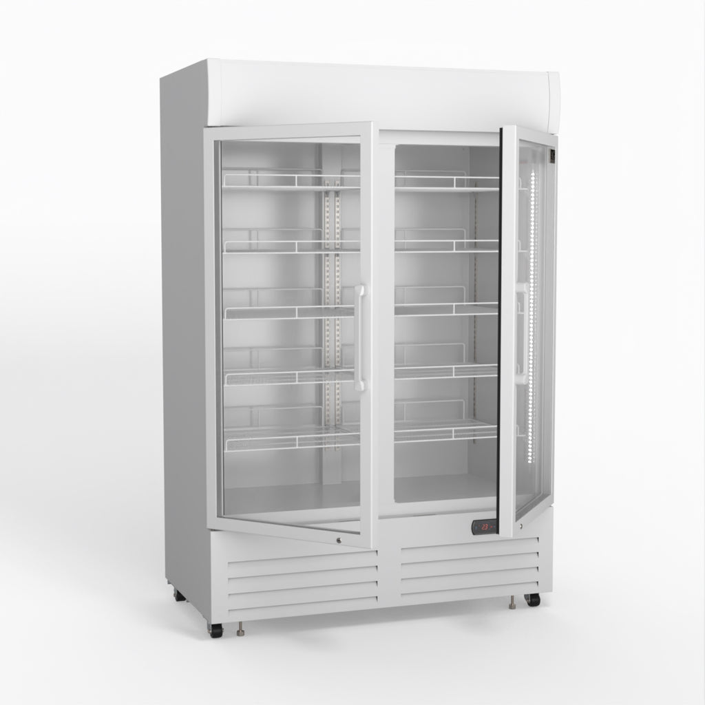 AG 1101L Double Door Upright Display Fridge - Glass Door DF1100WL