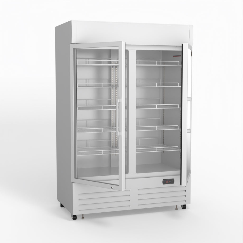 AG 1101L Double Door Upright Display Fridge - Glass Door DF1100WL