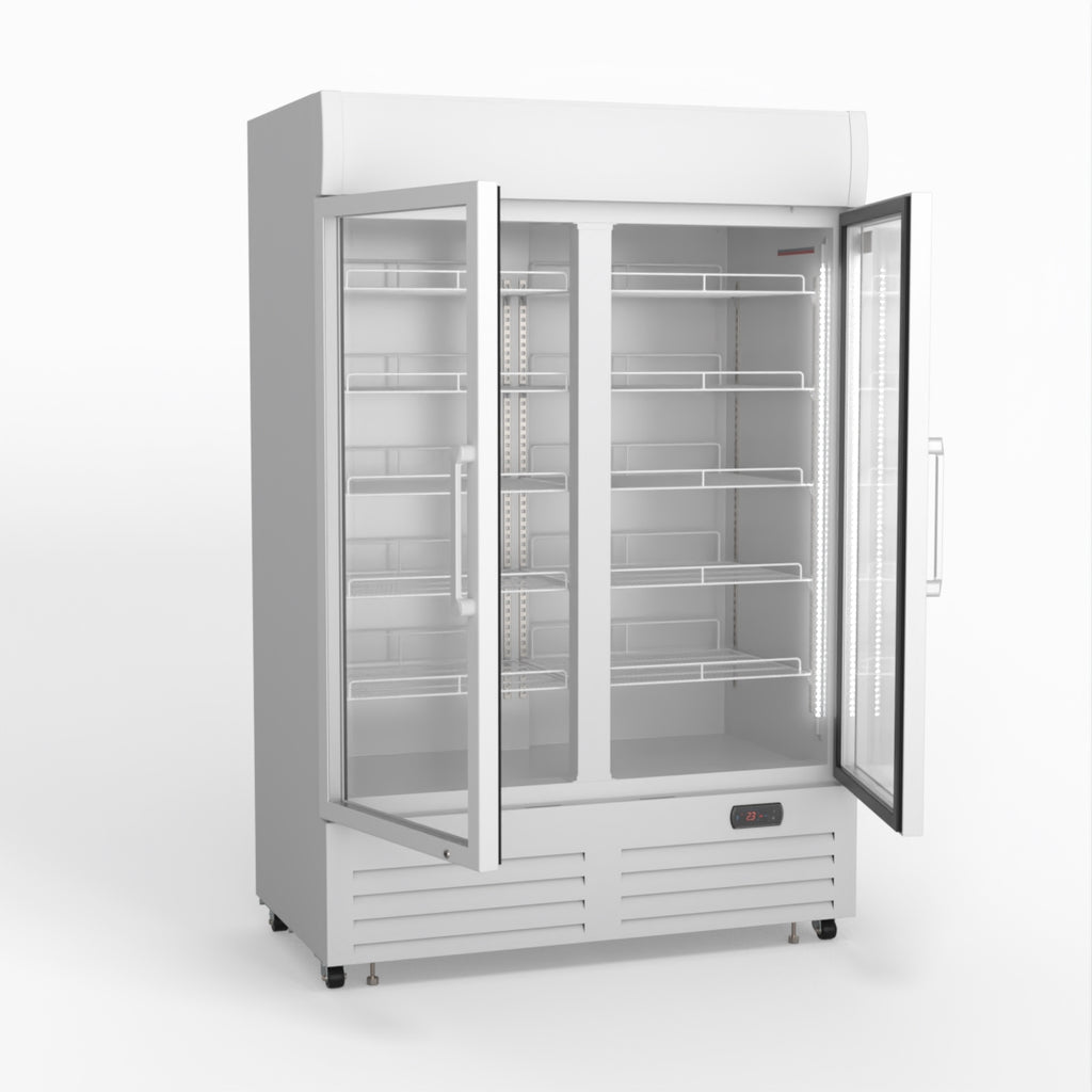 AG 1101L Double Door Upright Display Fridge - Glass Door DF1100WL