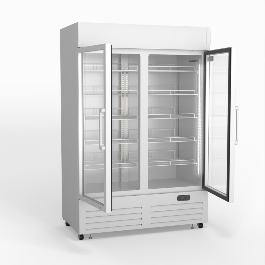 AG 1101L Double Door Upright Display Fridge - Glass Door DF1100WL
