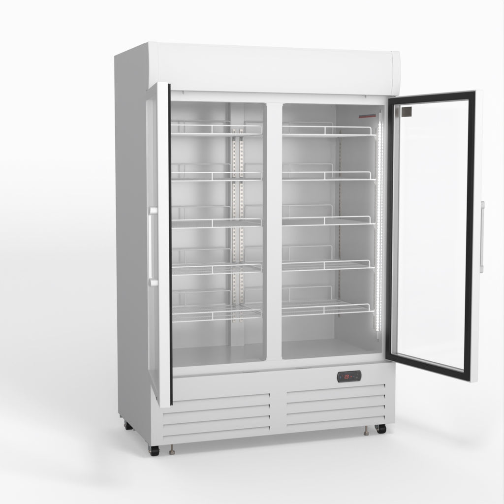 AG 1101L Double Door Upright Display Fridge - Glass Door DF1100WL