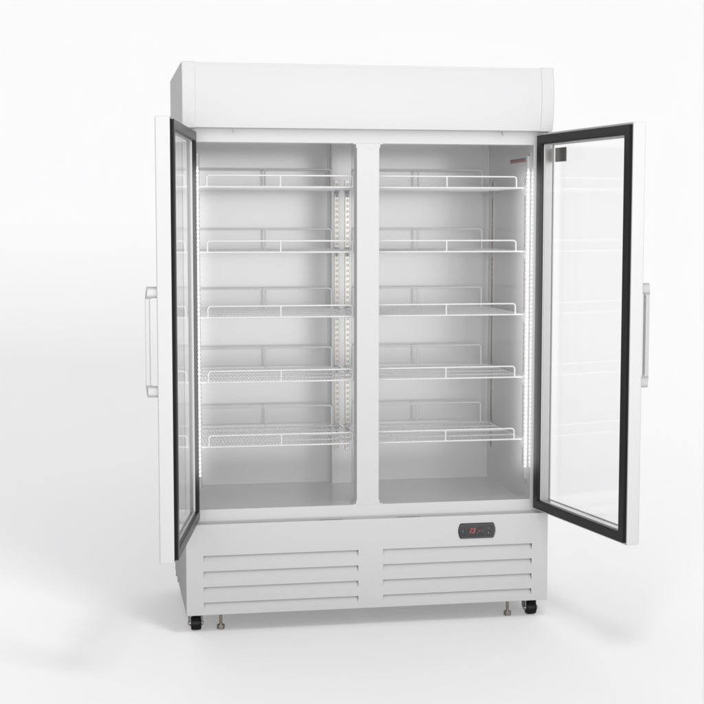 AG 1101L Double Door Upright Display Fridge - Glass Door DF1100WL