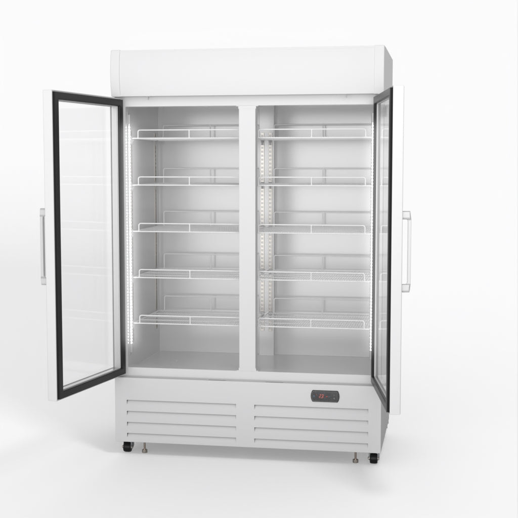 AG 1101L Double Door Upright Display Fridge - Glass Door DF1100WL