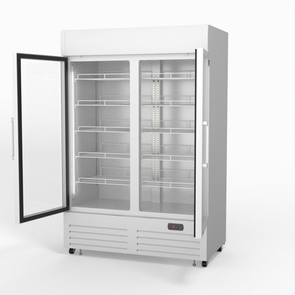 AG 1101L Double Door Upright Display Fridge - Glass Door DF1100WL