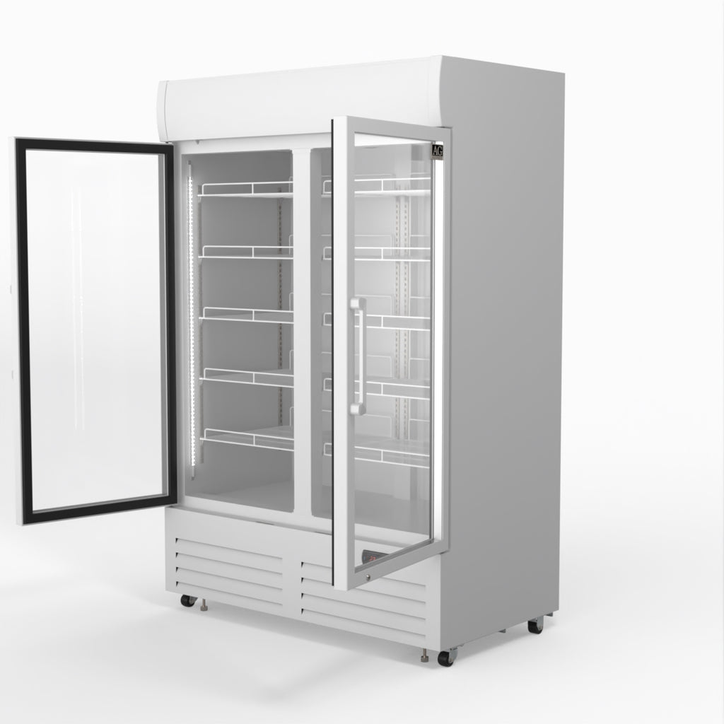AG 1101L Double Door Upright Display Fridge - Glass Door DF1100WL