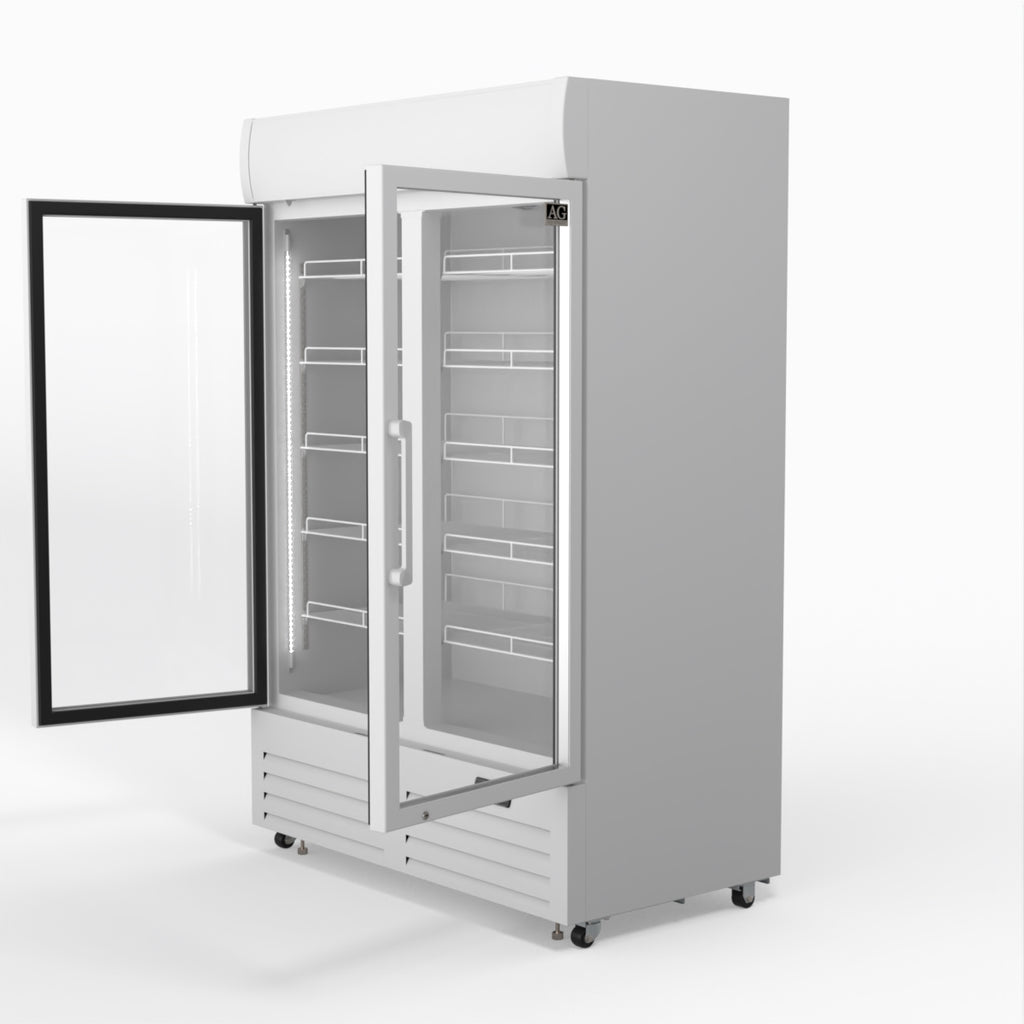 AG 1101L Double Door Upright Display Fridge - Glass Door DF1100WL