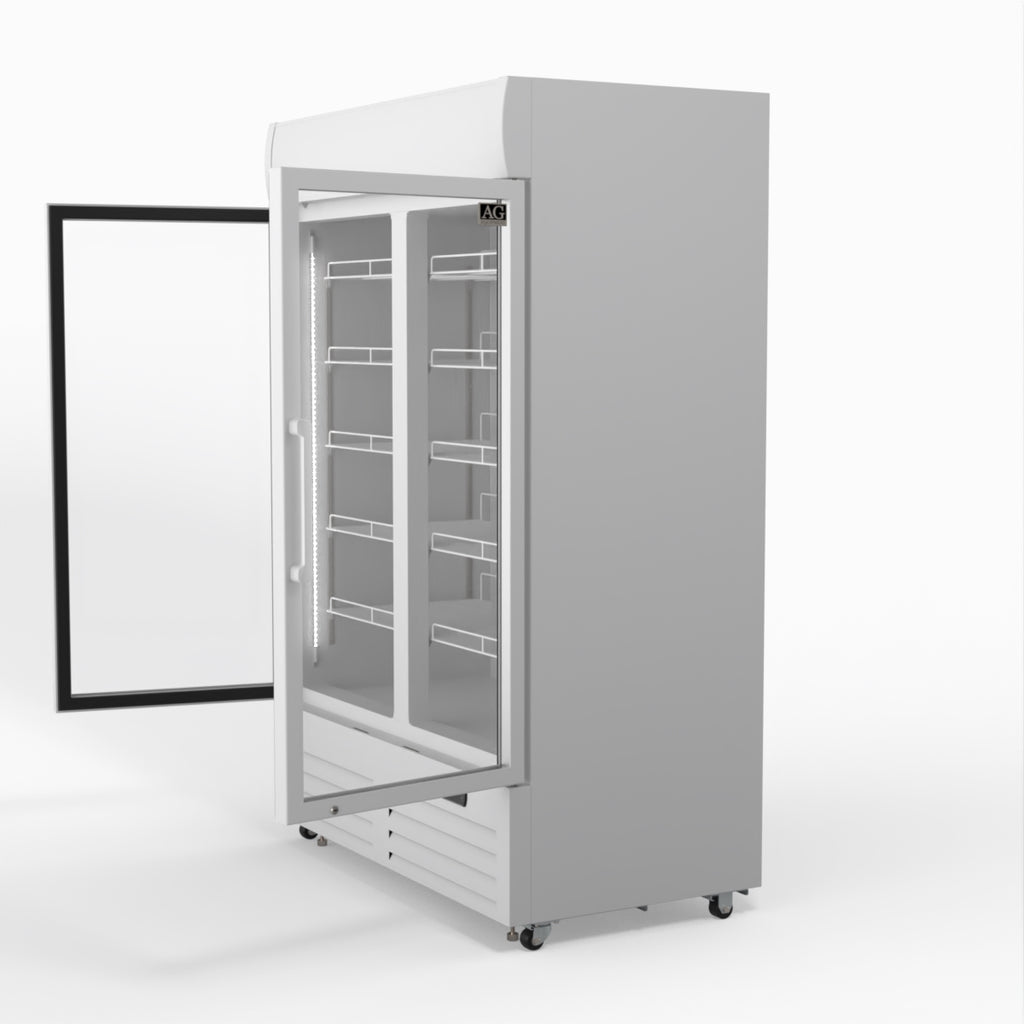 AG 1101L Double Door Upright Display Fridge - Glass Door DF1100WL