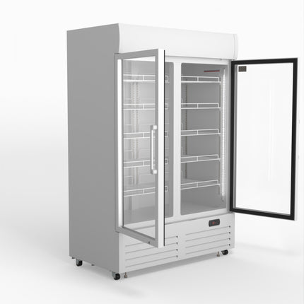 AG 1101L Double Door Upright Display Fridge - Glass Door DF1100WL