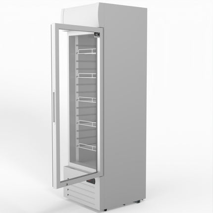 AG 383L Upright Glass Door Display/Drinks Fridge - White with Light Box DF383WL