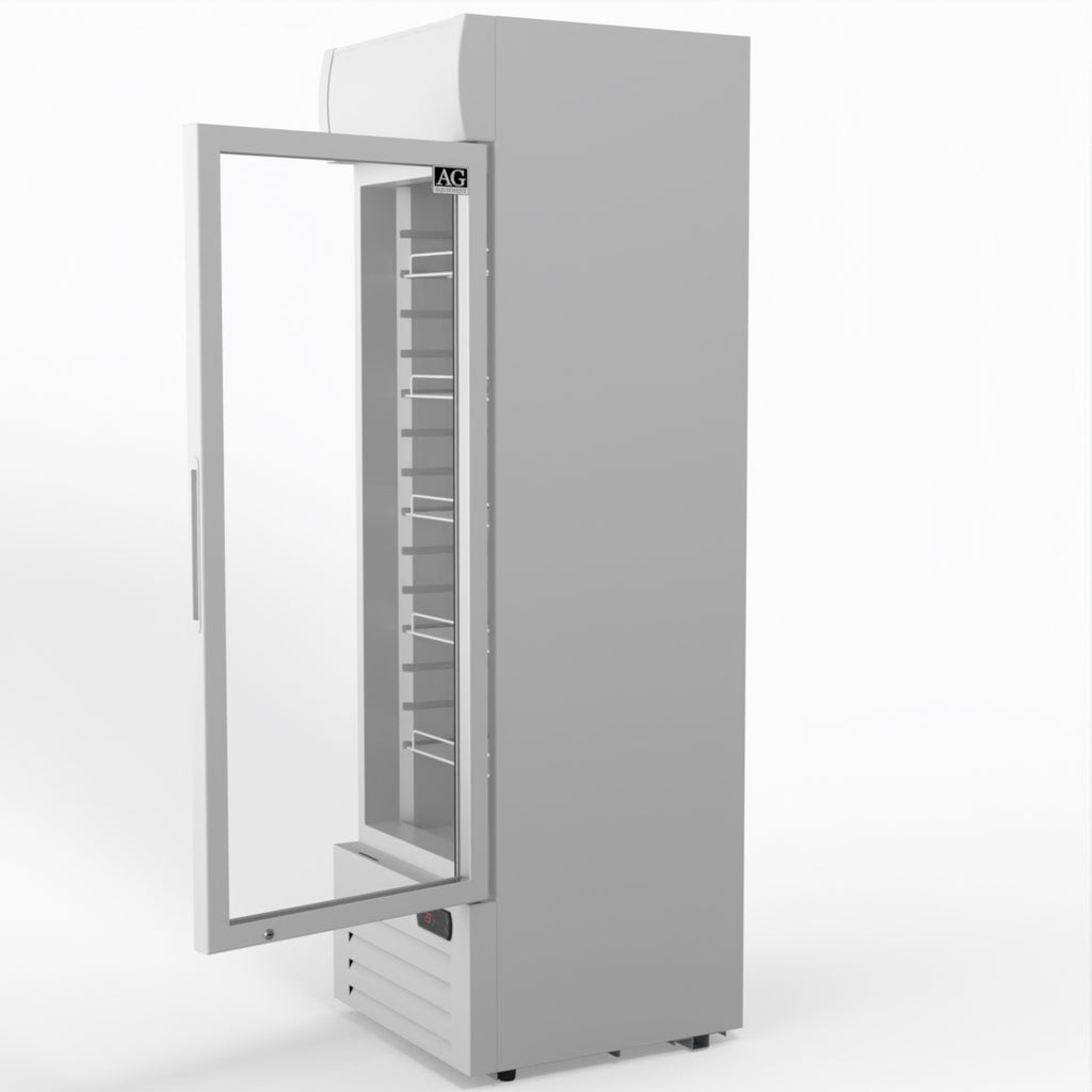 AG 383L Upright Glass Door Display/Drinks Fridge - White with Light Box DF383WL