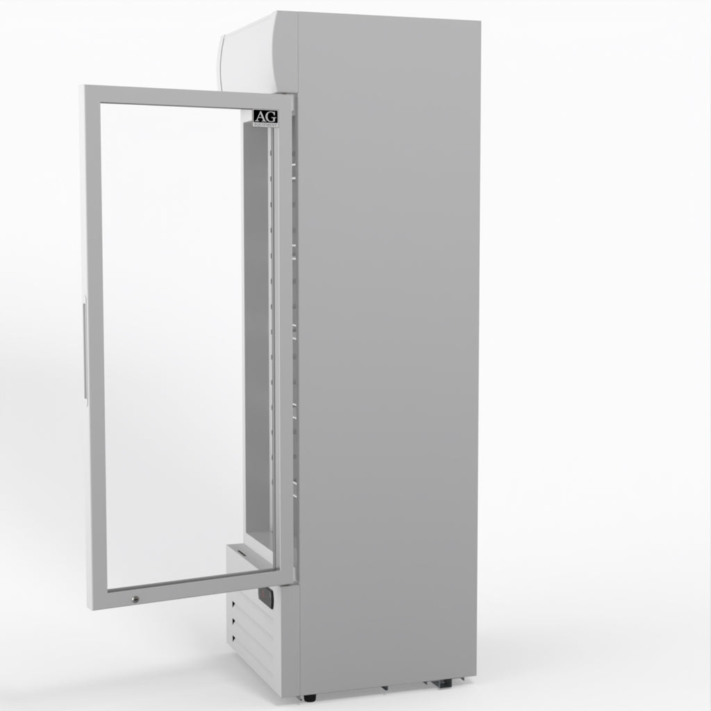 AG 383L Upright Glass Door Display/Drinks Fridge - White with Light Box DF383WL