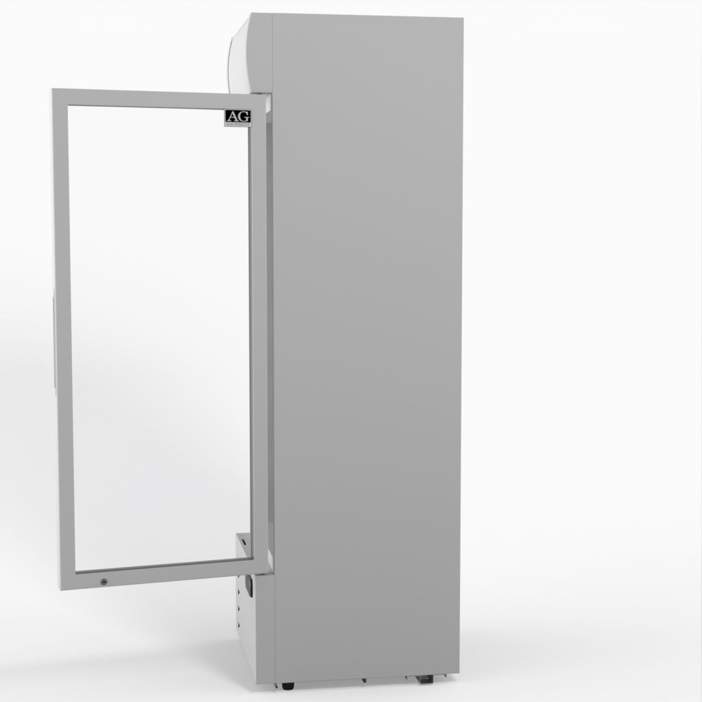 AG 383L Upright Glass Door Display/Drinks Fridge - White with Light Box DF383WL