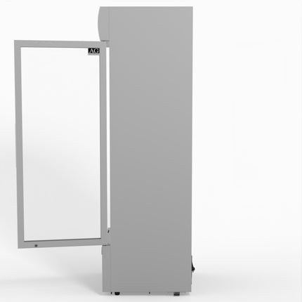 AG 383L Upright Glass Door Display/Drinks Fridge - White with Light Box DF383WL