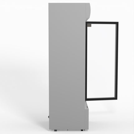 AG 383L Upright Glass Door Display/Drinks Fridge - White with Light Box DF383WL