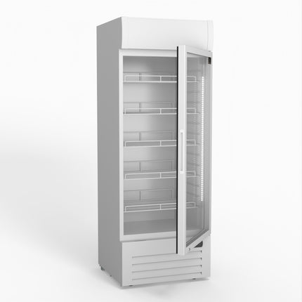 AG 515L Upright Glass Door Display/Drinks Fridge - White with Light Box DF515WL