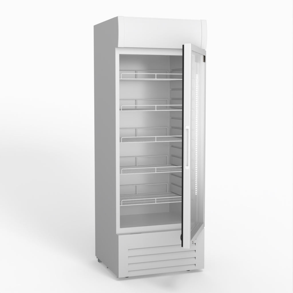 AG 515L Upright Glass Door Display/Drinks Fridge - White with Light Box DF515WL