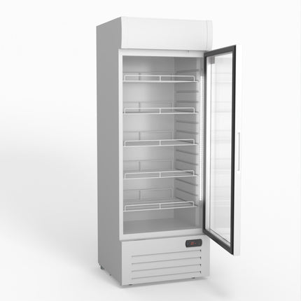 AG 515L Upright Glass Door Display/Drinks Fridge - White with Light Box DF515WL