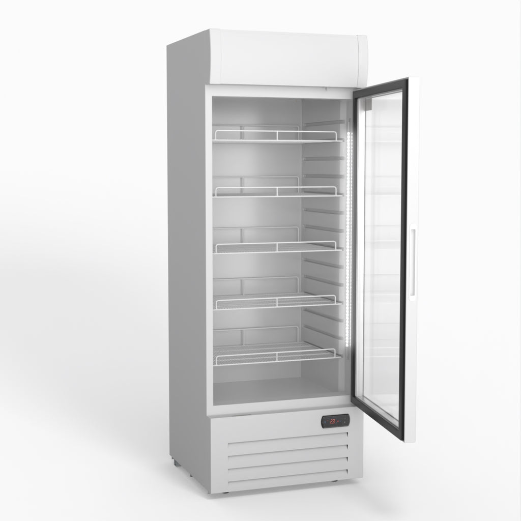 AG 515L Upright Glass Door Display/Drinks Fridge - White with Light Box DF515WL