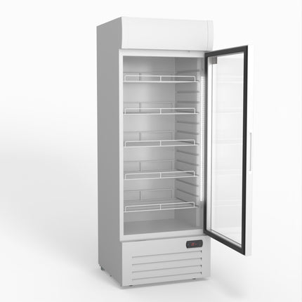 AG 515L Upright Glass Door Display/Drinks Fridge - White with Light Box DF515WL