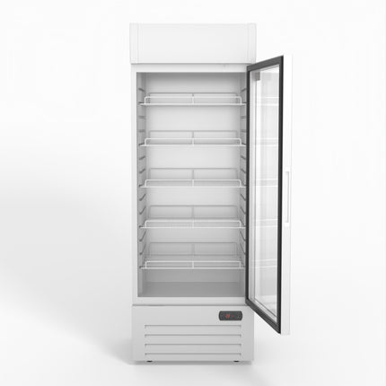 AG 515L Upright Glass Door Display/Drinks Fridge - White with Light Box DF515WL
