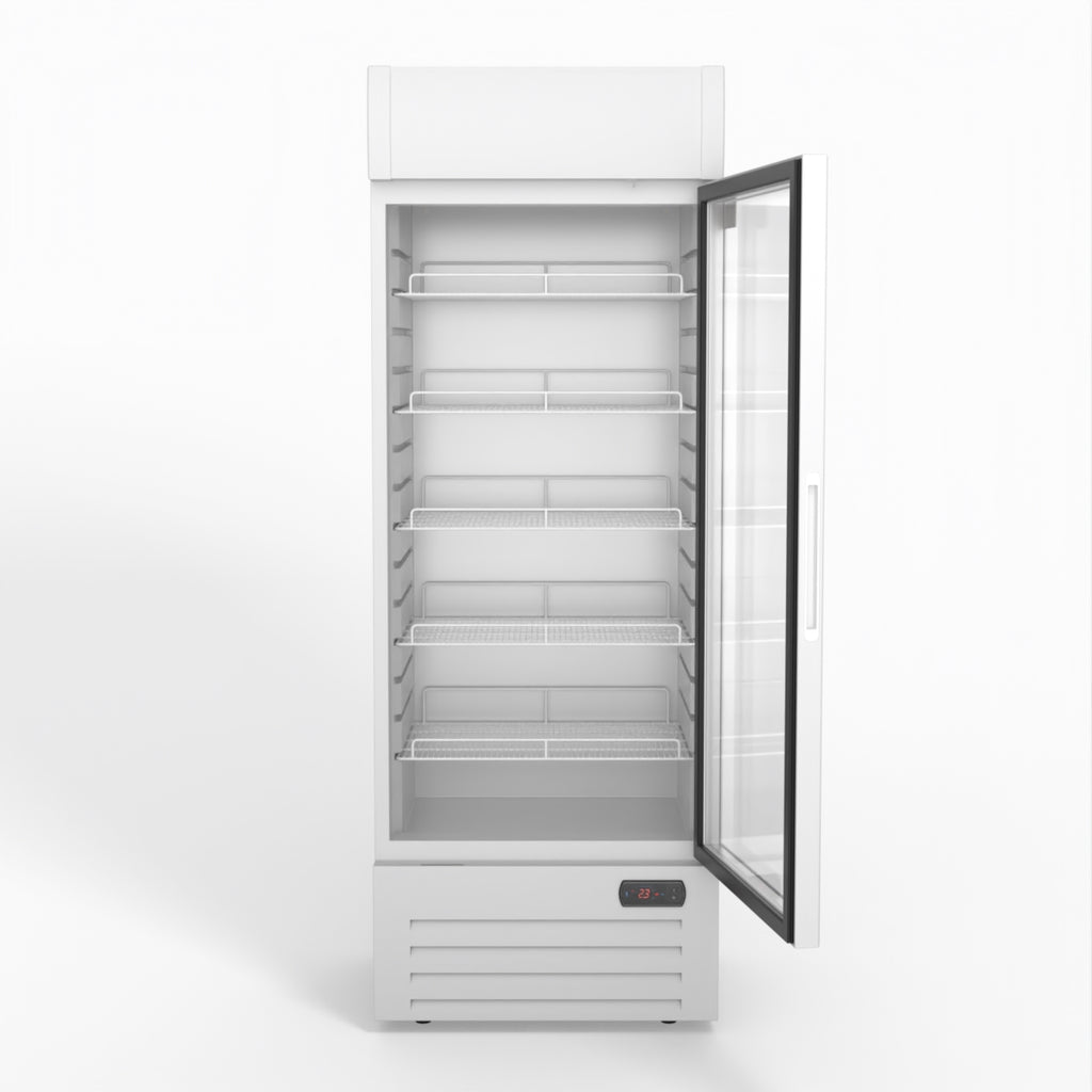 AG 515L Upright Glass Door Display/Drinks Fridge - White with Light Box DF515WL