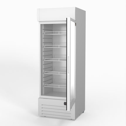 AG 515L Upright Glass Door Display/Drinks Fridge - White with Light Box DF515WL