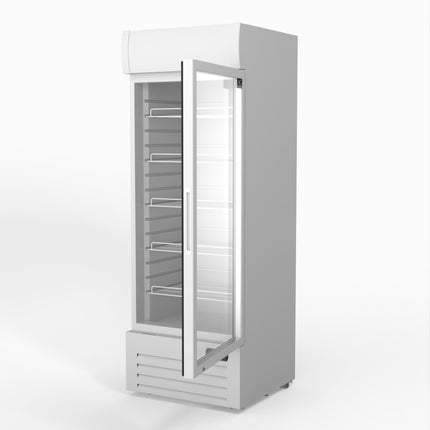 AG 515L Upright Glass Door Display/Drinks Fridge - White with Light Box DF515WL