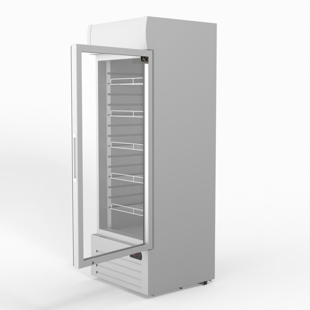 AG 515L Upright Glass Door Display/Drinks Fridge - White with Light Box DF515WL