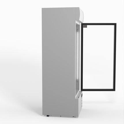 AG 515L Upright Glass Door Display/Drinks Fridge - White with Light Box DF515WL